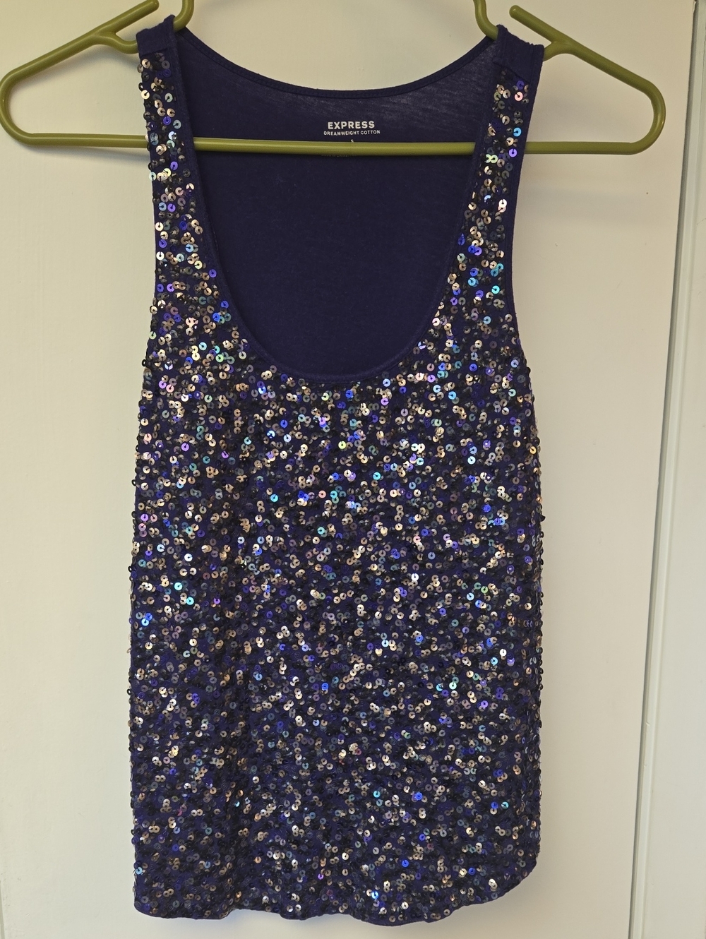 Express Navy Blue Sequin Tank Top